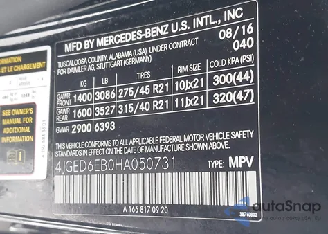 2017 Mercedes-Benz Amg Gle 43 Coupe 4Matic z USA, uszkodzony, nr VIN 4JGED6EB0HA050731